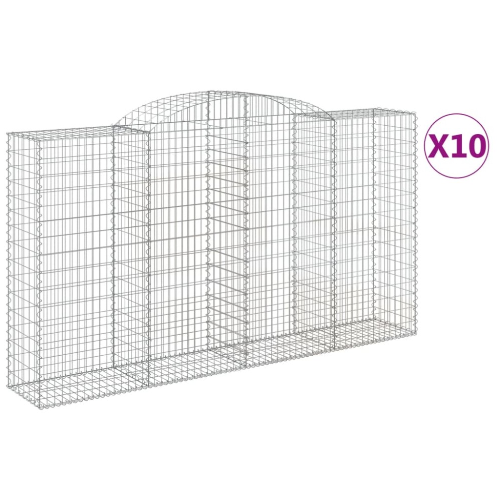 vidaXL Coșuri gabion arcuite 10 buc, 300x50x160/180cm, fier galvanizat