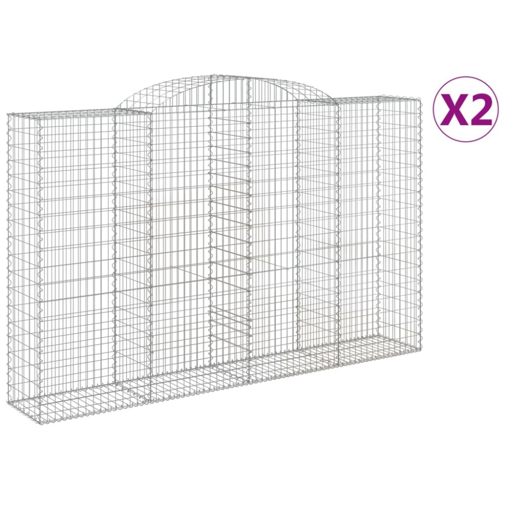 vidaXL Coșuri gabion arcuite 2 buc, 300x50x180/200 cm, fier galvanizat