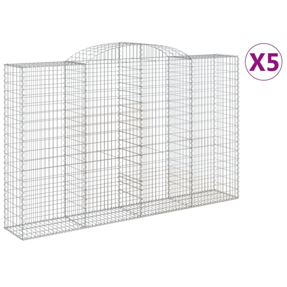 vidaXL Coșuri gabion arcuite 5 buc, 300x50x180/200 cm, fier galvanizat