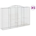 vidaXL Coșuri gabion arcuite 5 buc, 300x50x180/200 cm, fier galvanizat
