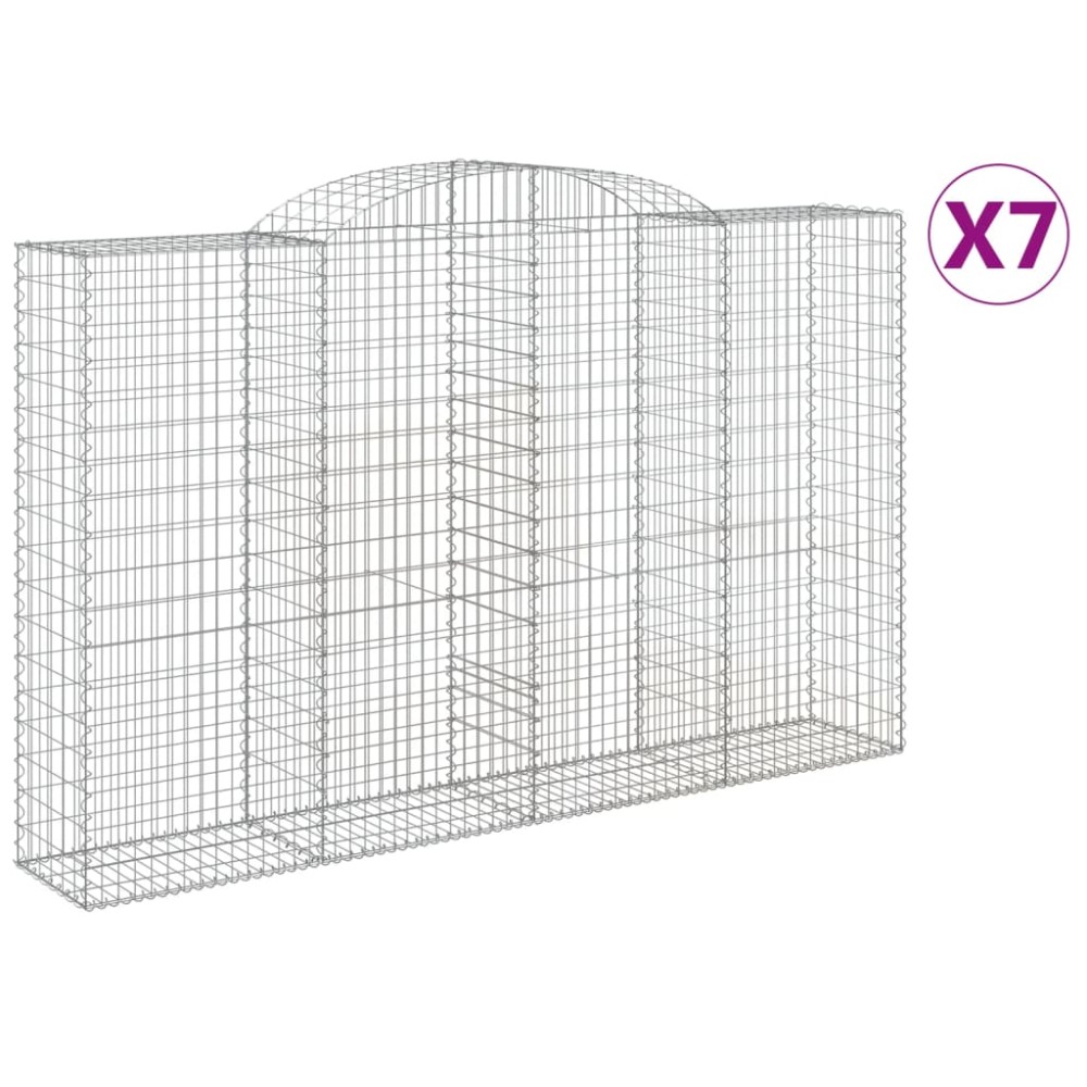 vidaXL Coșuri gabion arcuite 7 buc, 300x50x180/200 cm, fier galvanizat