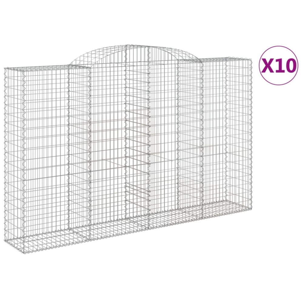 vidaXL Coșuri gabion arcuite 10 buc, 300x50x180/200 cm fier galvanizat