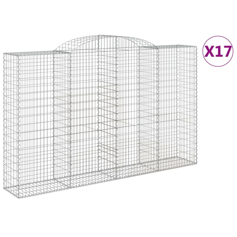 vidaXL Coșuri gabion arcuite 17 buc, 300x50x180/200 cm fier galvanizat