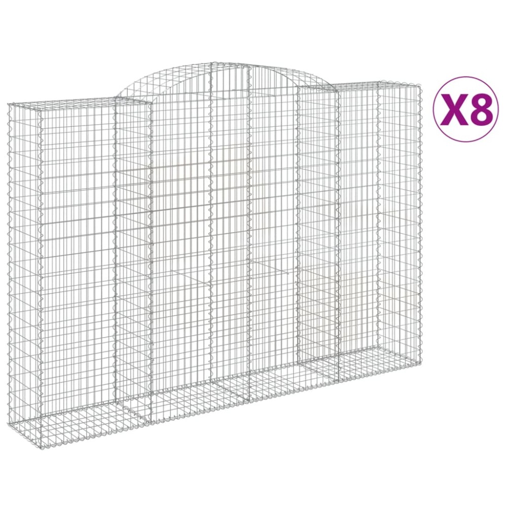 vidaXL Coșuri gabion arcuite 8 buc. 300x50x200/220 cm fier galvanizat