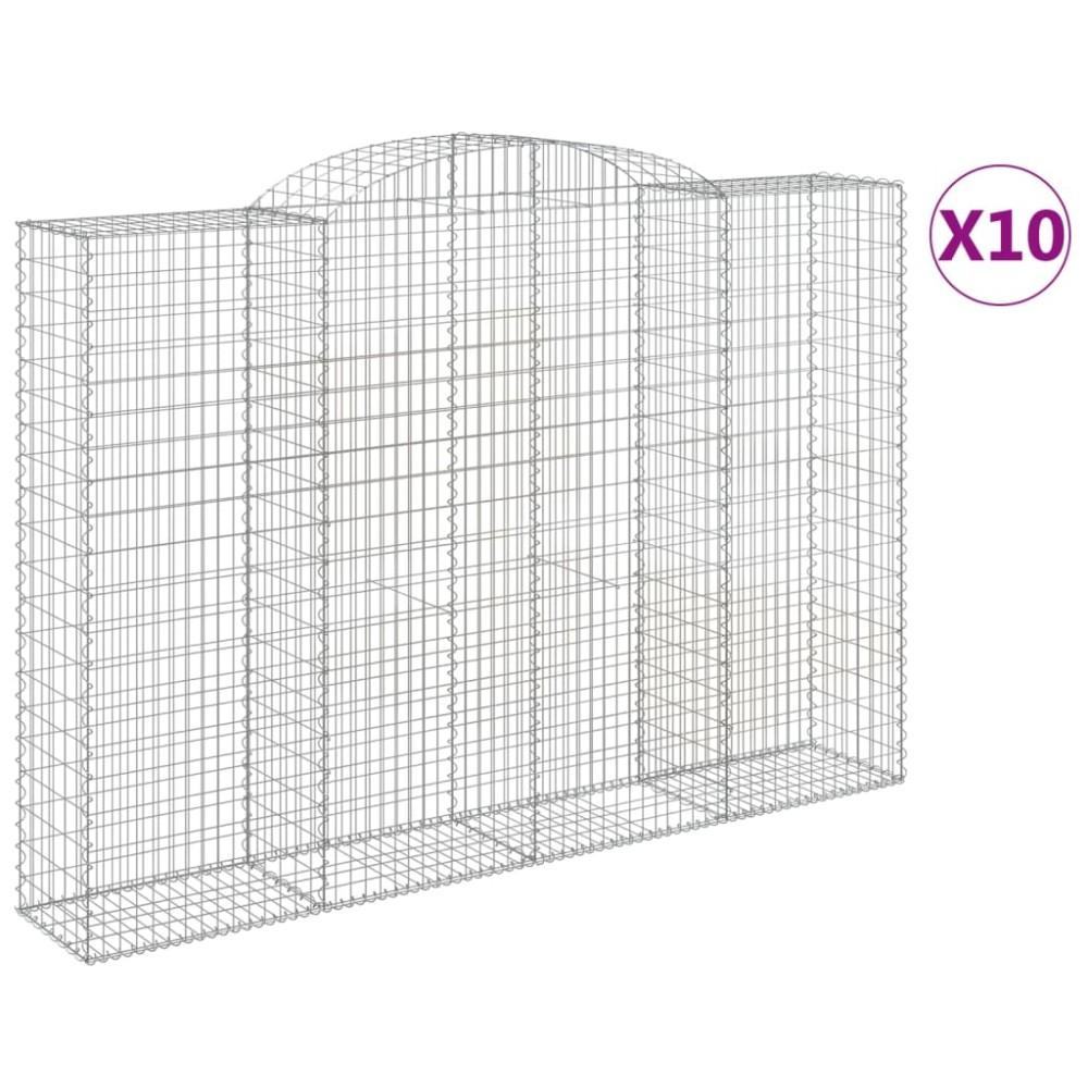 vidaXL Coșuri gabion arcuite 10 buc. 300x50x200/220 cm fier galvanizat