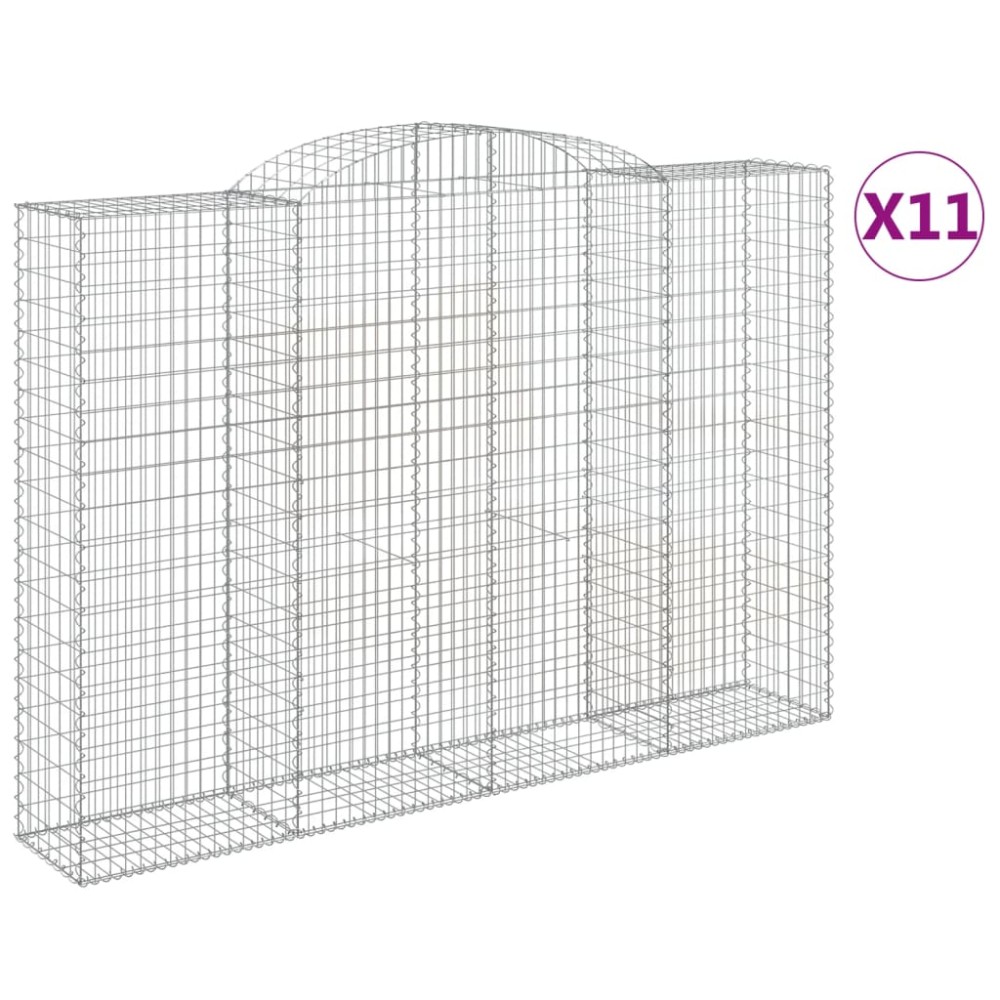vidaXL Coșuri gabion arcuite 11 buc. 300x50x200/220 cm fier galvanizat