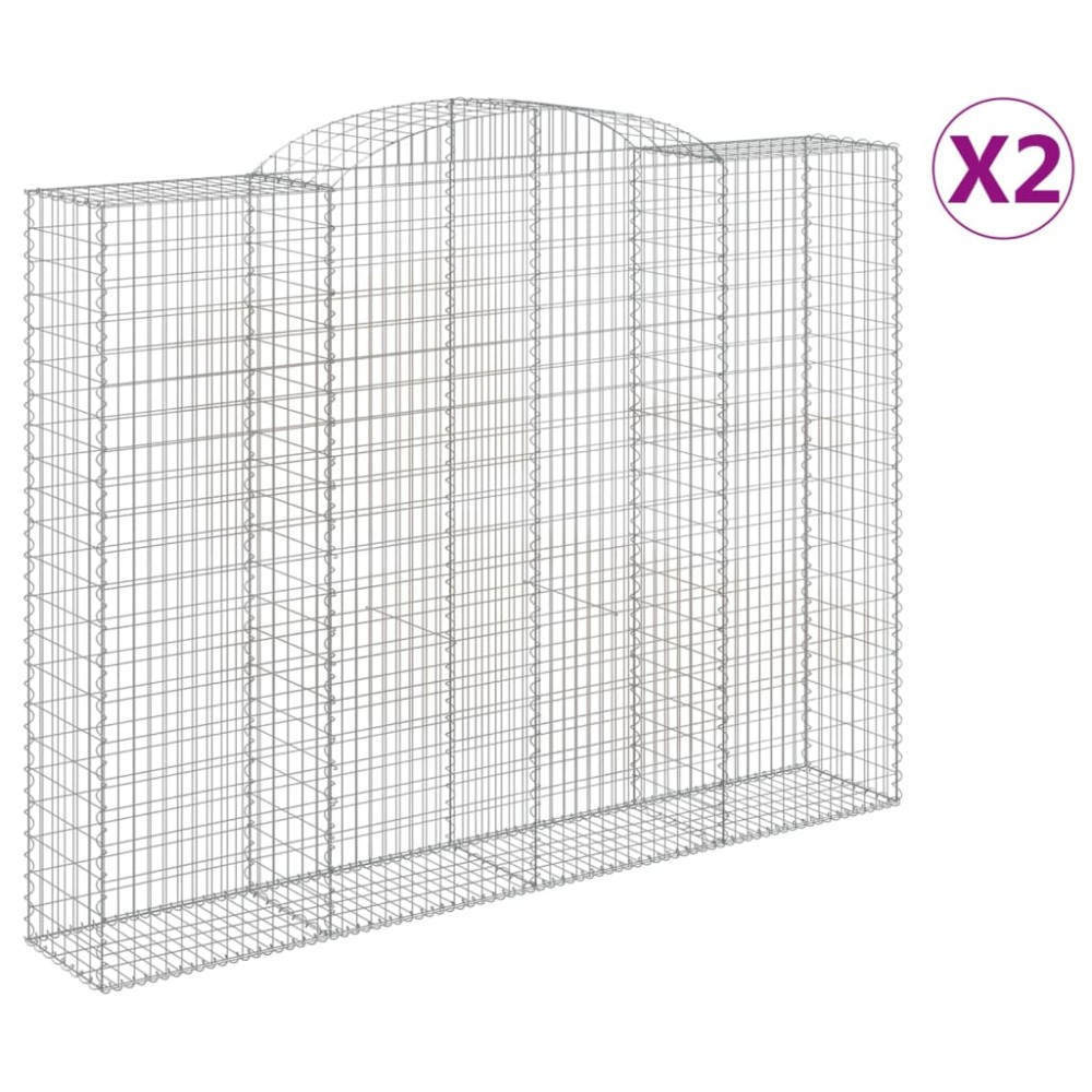vidaXL Coșuri gabion arcuite, 2 buc, 300x50x220/240cm, fier galvanizat