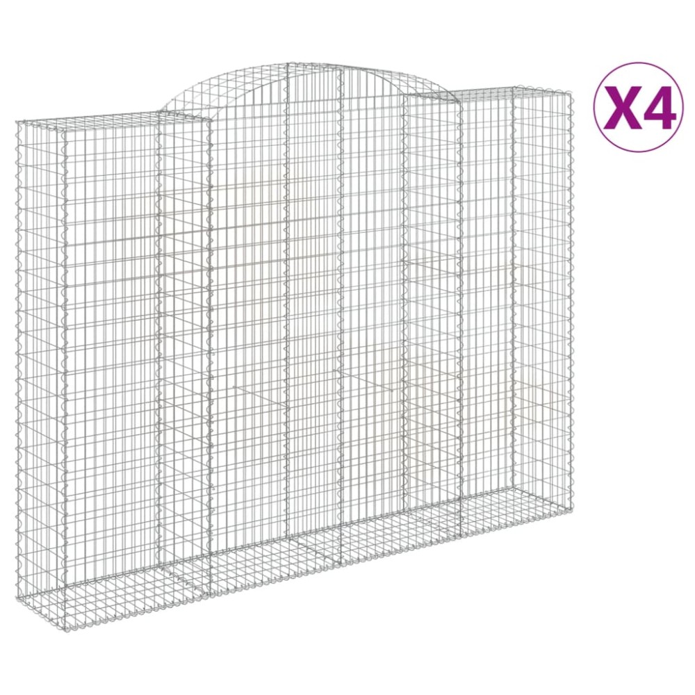 vidaXL Coșuri gabion arcuite, 4 buc, 300x50x220/240cm, fier galvanizat