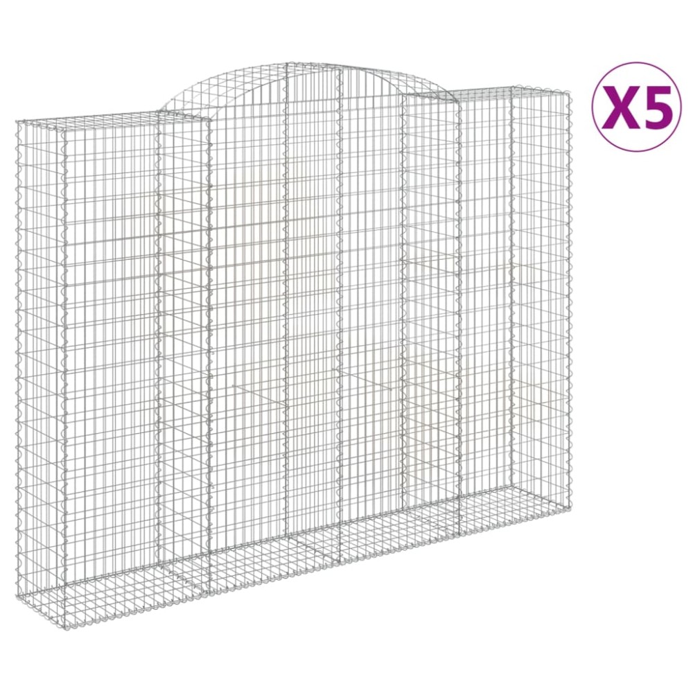 vidaXL Coșuri gabion arcuite, 5 buc, 300x50x220/240cm, fier galvanizat