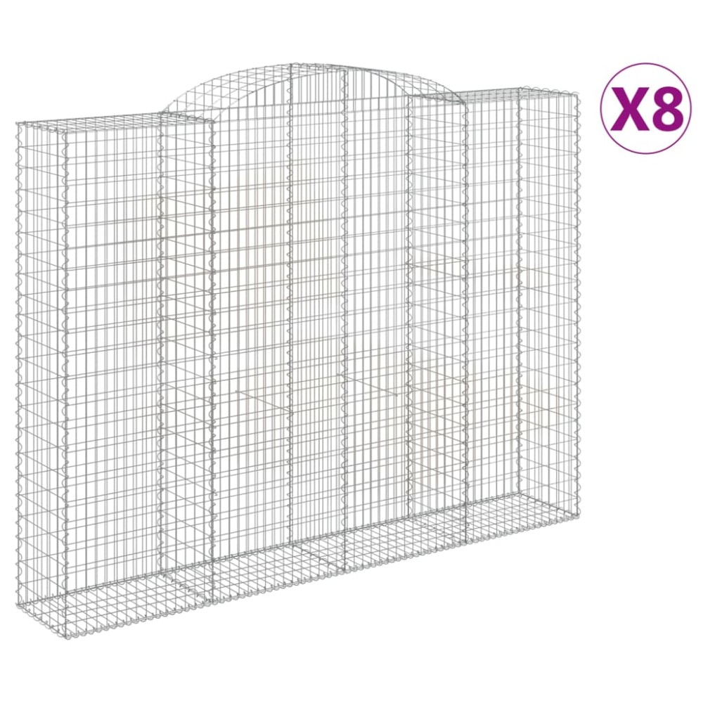 vidaXL Coșuri gabion arcuite, 8 buc, 300x50x220/240cm, fier galvanizat