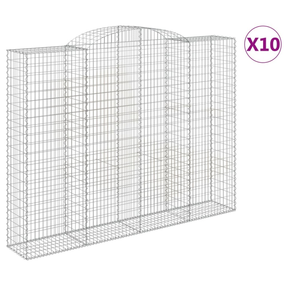 vidaXL Coșuri gabion arcuite, 10 buc 300x50x220/240cm, fier galvanizat