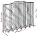vidaXL Coșuri gabion arcuite, 11 buc 300x50x220/240cm, fier galvanizat