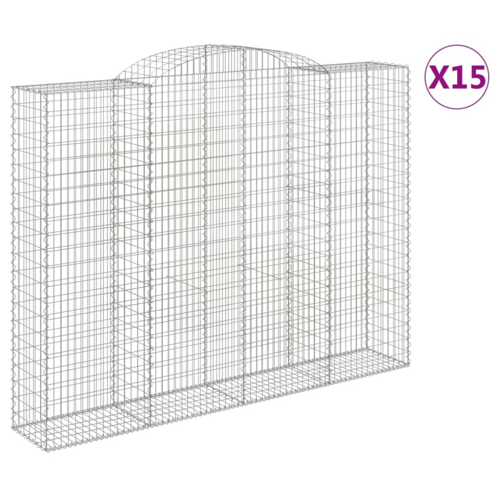 vidaXL Coșuri gabion arcuite, 15 buc 300x50x220/240cm, fier galvanizat