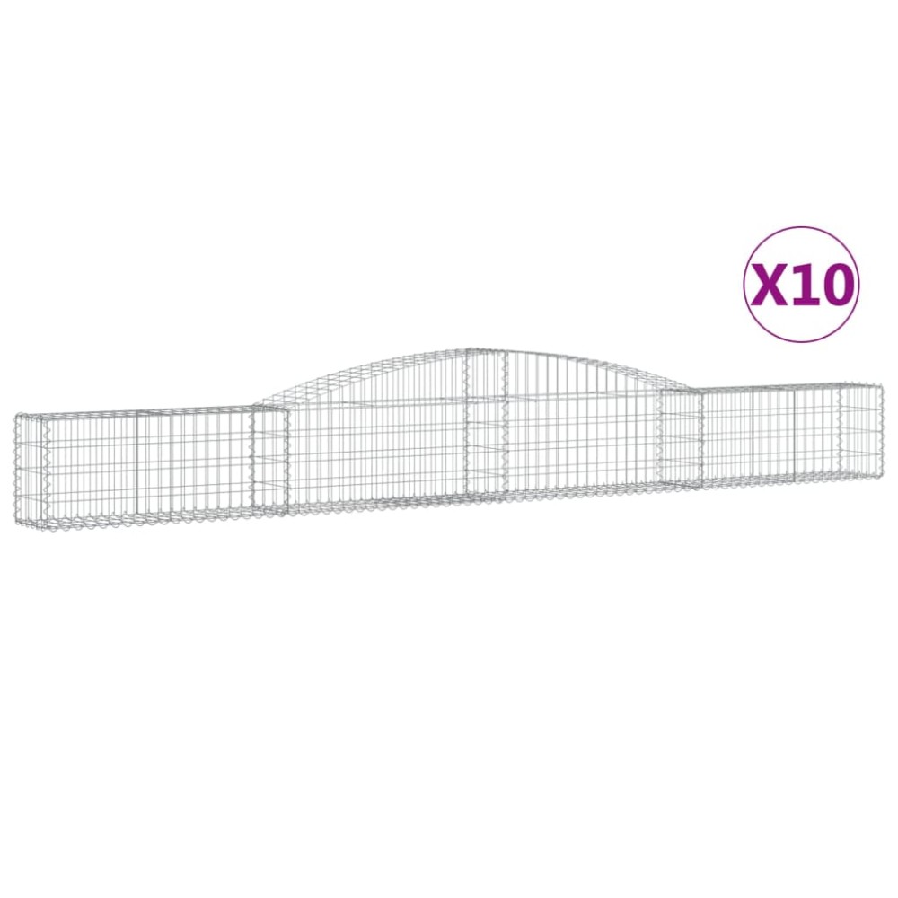 vidaXL Coșuri gabion arcuite 10 buc, 400x30x40/60 cm, fier galvanizat