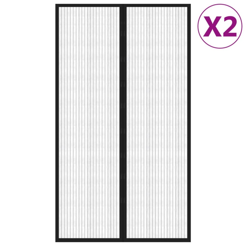 vidaXL Perdele de ușă anti-insecte cu magnet, 2 buc., negru, 200x80 cm