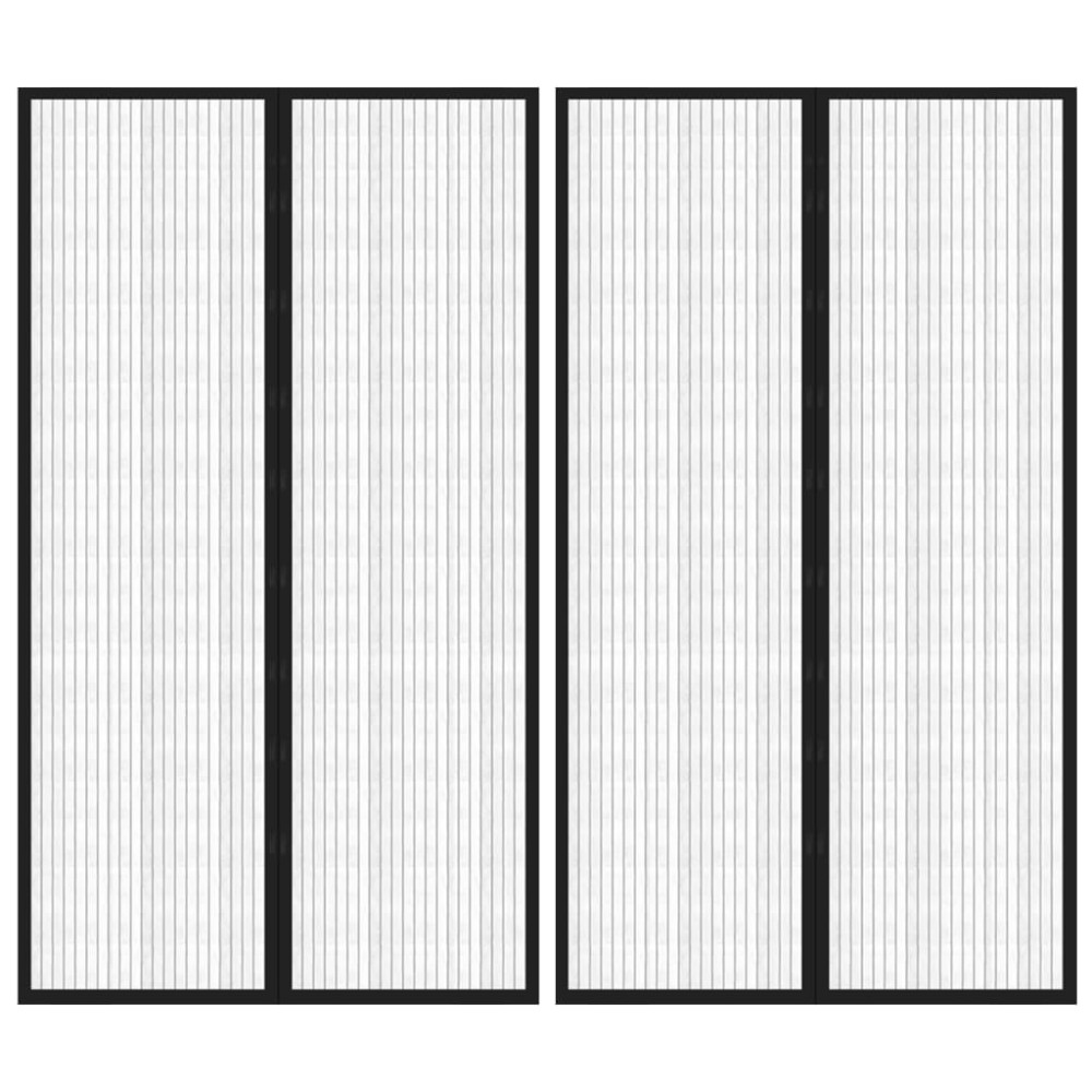 vidaXL Perdele de ușă anti-insecte cu magnet, 2 buc., negru, 200x80 cm