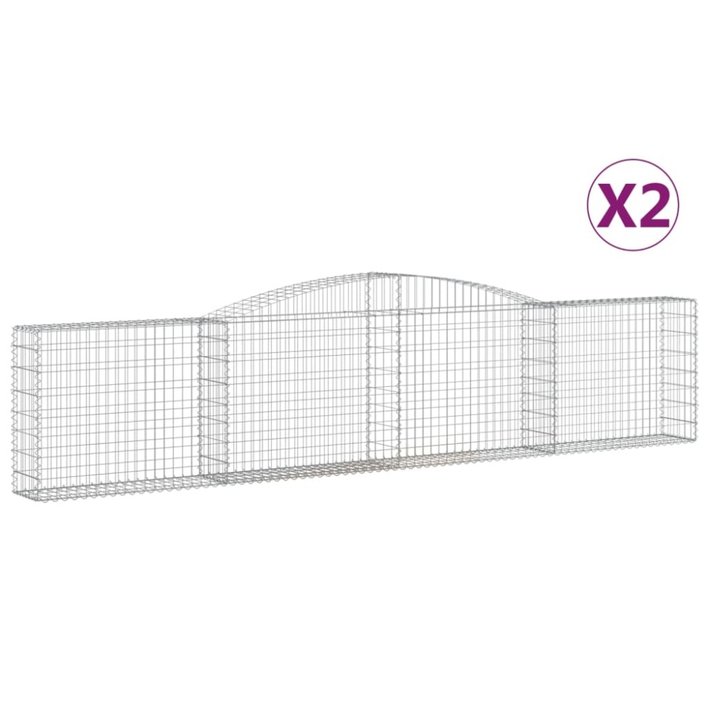 vidaXL Coșuri gabion arcuite 2 buc, 400x30x80/100 cm, fier galvanizat