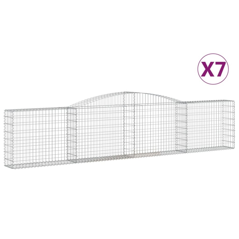 vidaXL Coșuri gabion arcuite 7 buc, 400x30x80/100 cm, fier galvanizat