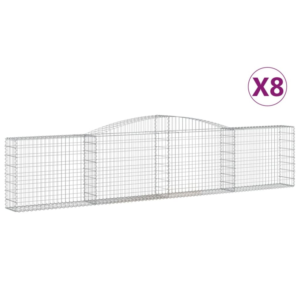 vidaXL Coșuri gabion arcuite 8 buc, 400x30x80/100 cm, fier galvanizat