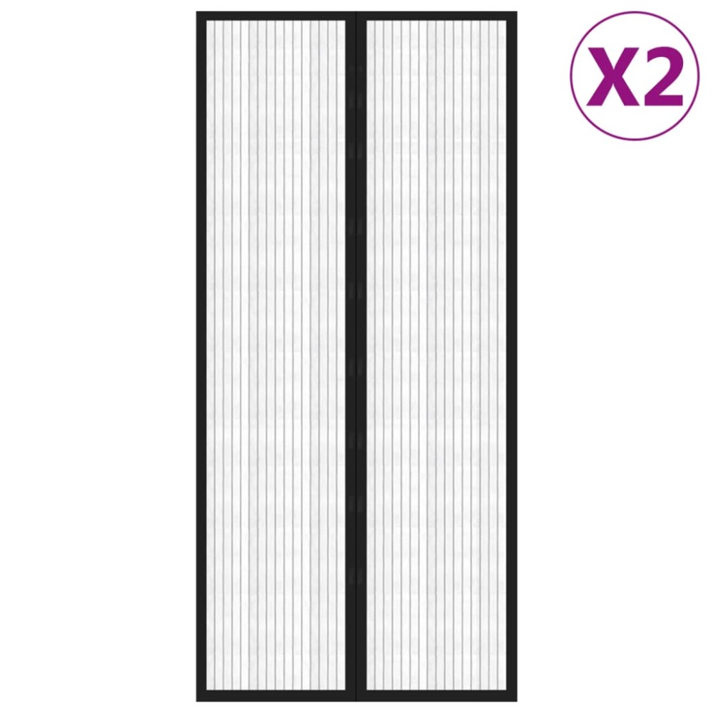 vidaXL Perdea de ușă anti-insecte cu magnet, 2 buc., negru, 210x90 cm