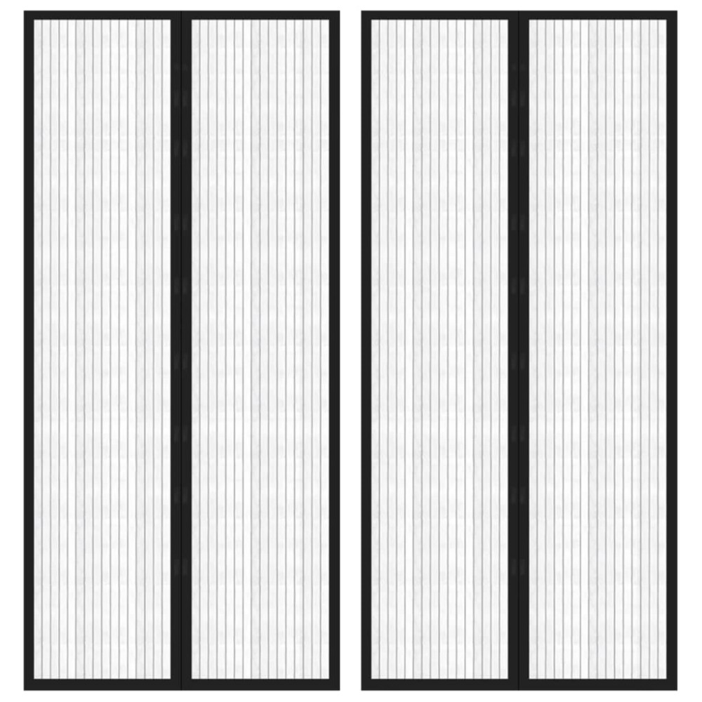 vidaXL Perdea de ușă anti-insecte cu magnet, 2 buc., negru, 210x90 cm