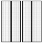 vidaXL Perdea de ușă anti-insecte cu magnet, 2 buc., negru, 210x90 cm
