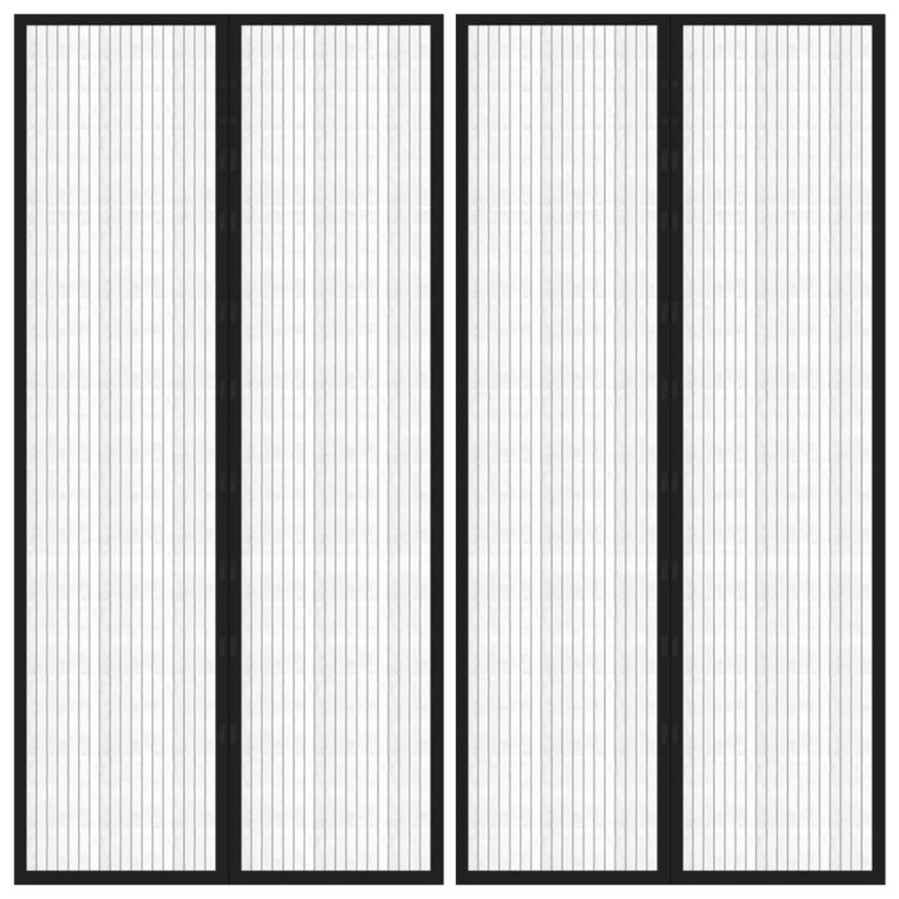 vidaXL Perdea de ușă anti-insecte cu magnet, 2 buc., negru, 220x100 cm