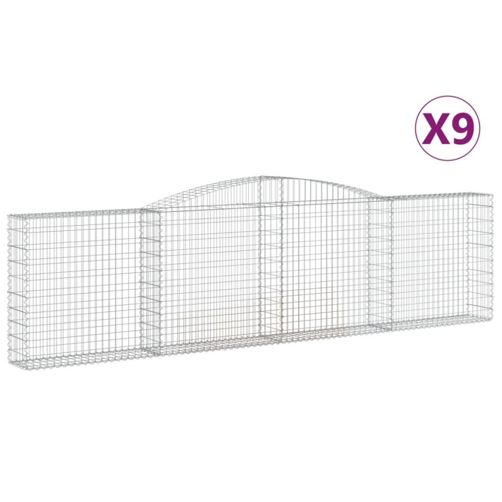vidaXL Coșuri gabion arcuite 9 buc, 400x30x100/120 cm fier galvanizat