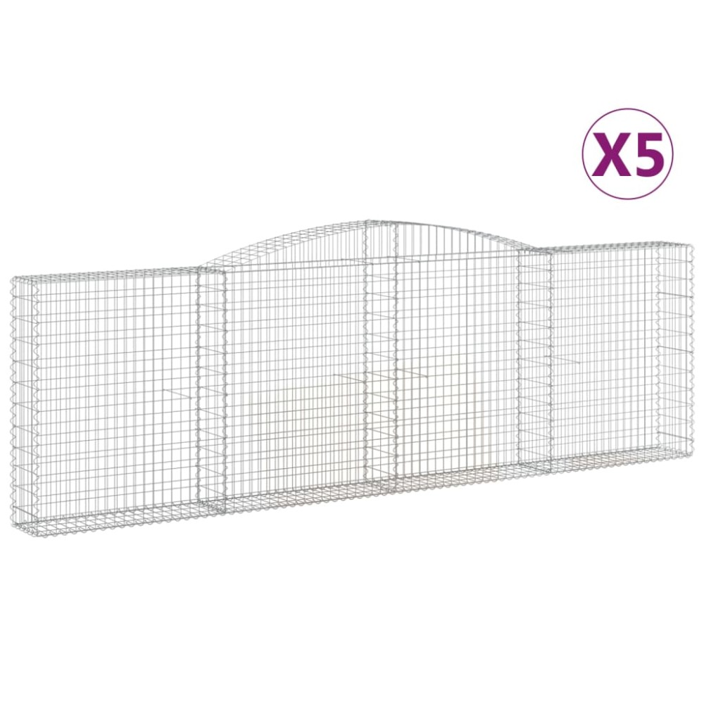 vidaXL Coșuri gabion arcuite 5 buc. 400x30x120/140cm fier galvanizat