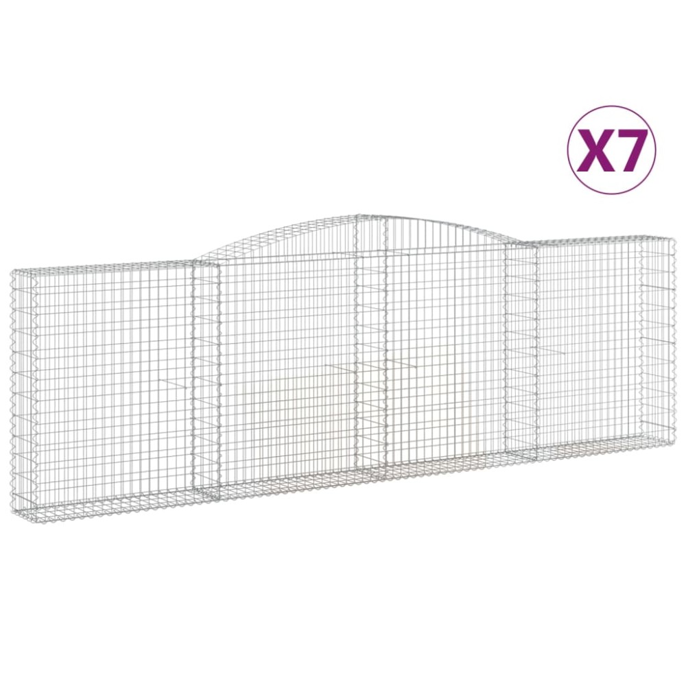 vidaXL Coșuri gabion arcuite 7 buc. 400x30x120/140 cm fier galvanizat