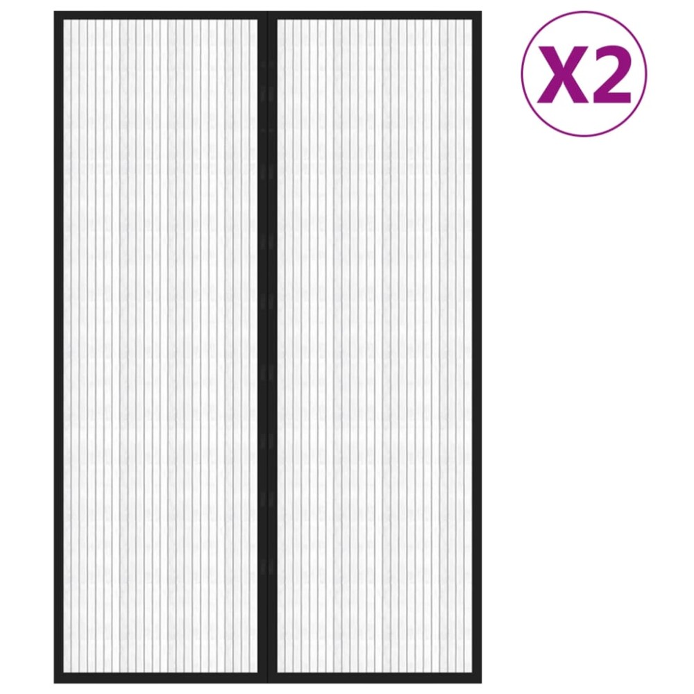 vidaXL Perdea de ușă anti-insecte cu magnet, 2 buc., negru, 220x130 cm