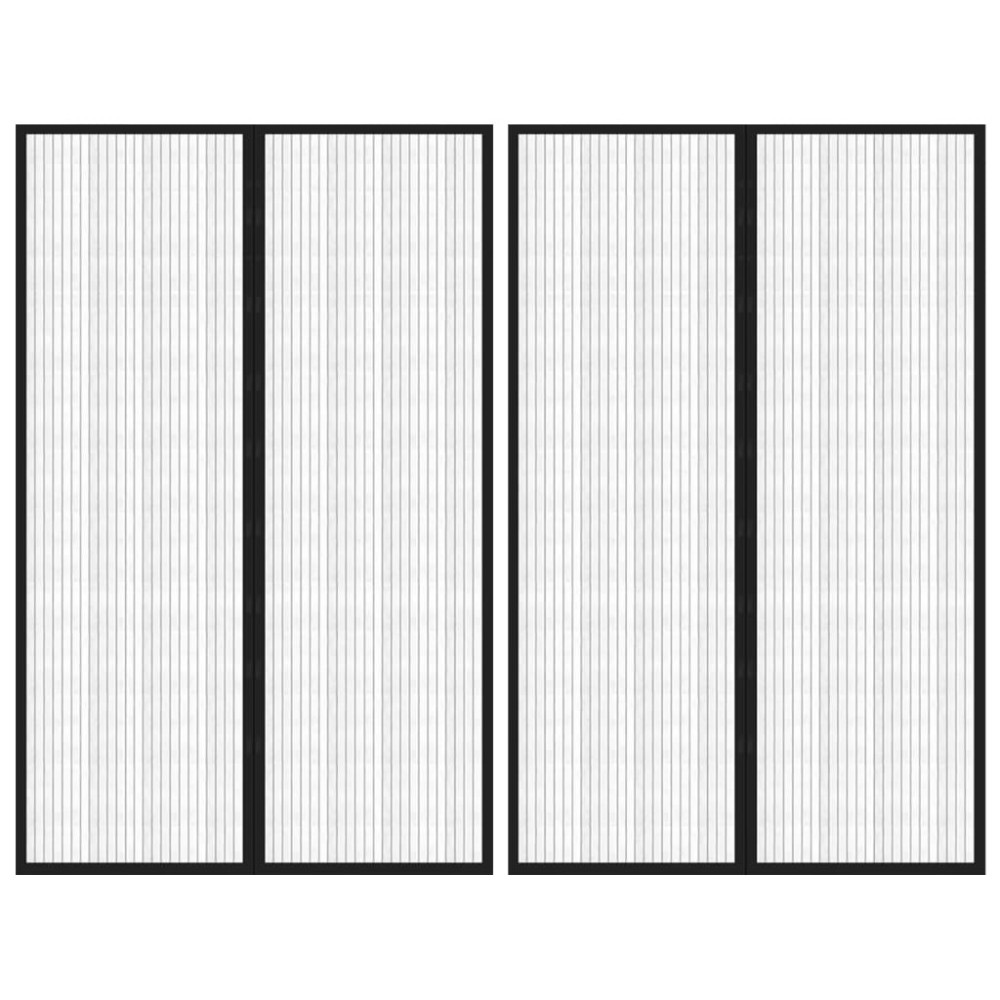 vidaXL Perdea de ușă anti-insecte cu magnet, 2 buc., negru, 220x130 cm