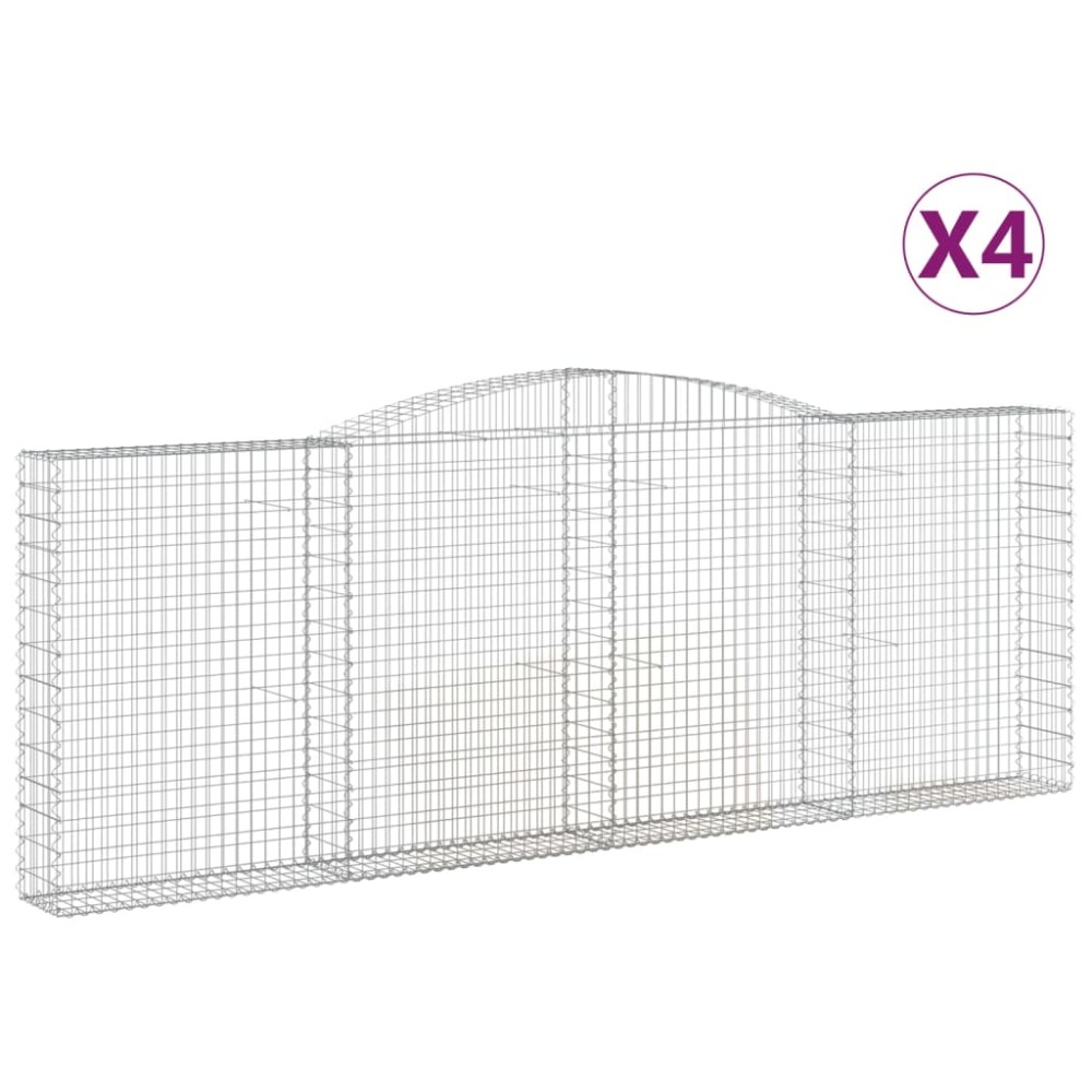 vidaXL Coșuri gabion arcuite 4 buc, 400x30x140/160 cm, fier galvanizat
