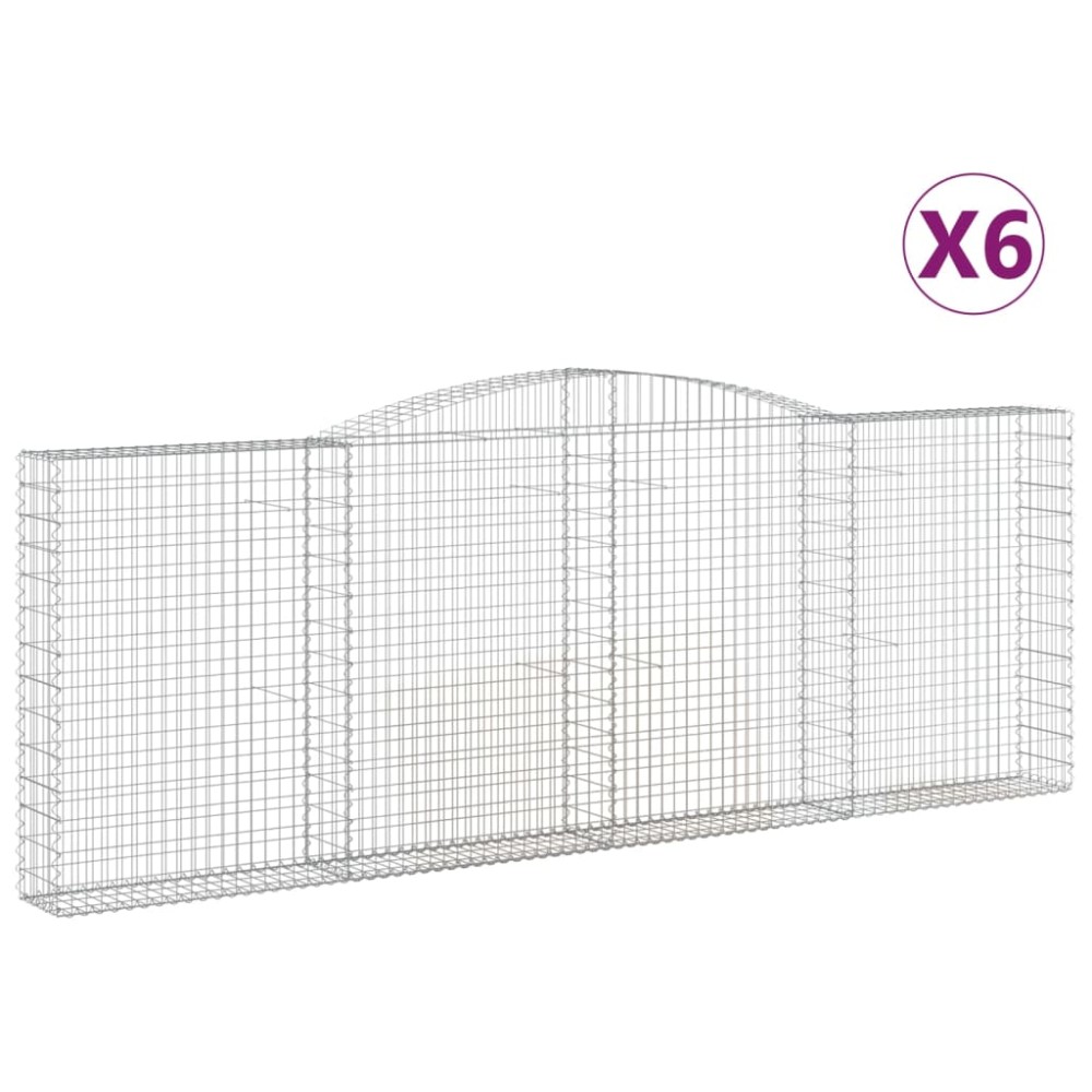 vidaXL Coșuri gabion arcuite 6 buc, 400x30x140/160 cm, fier galvanizat