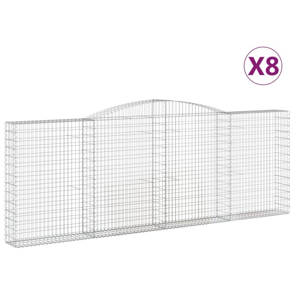 vidaXL Coșuri gabion arcuite 8 buc, 400x30x140/160 cm, fier galvanizat
