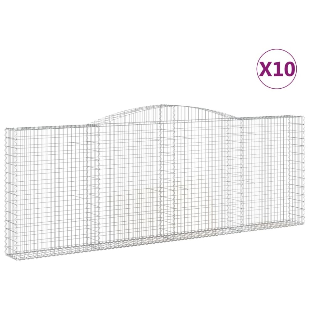 vidaXL Coșuri gabion arcuite 10 buc. 400x30x140/160 cm fier galvanizat