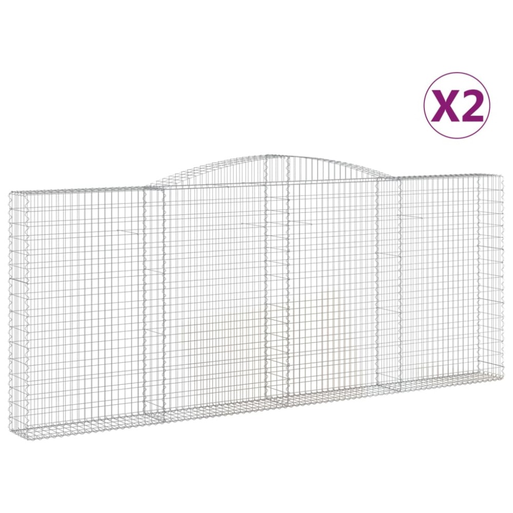 vidaXL Coșuri gabion arcuite 2 buc. 400x30x160/180 cm fier galvanizat
