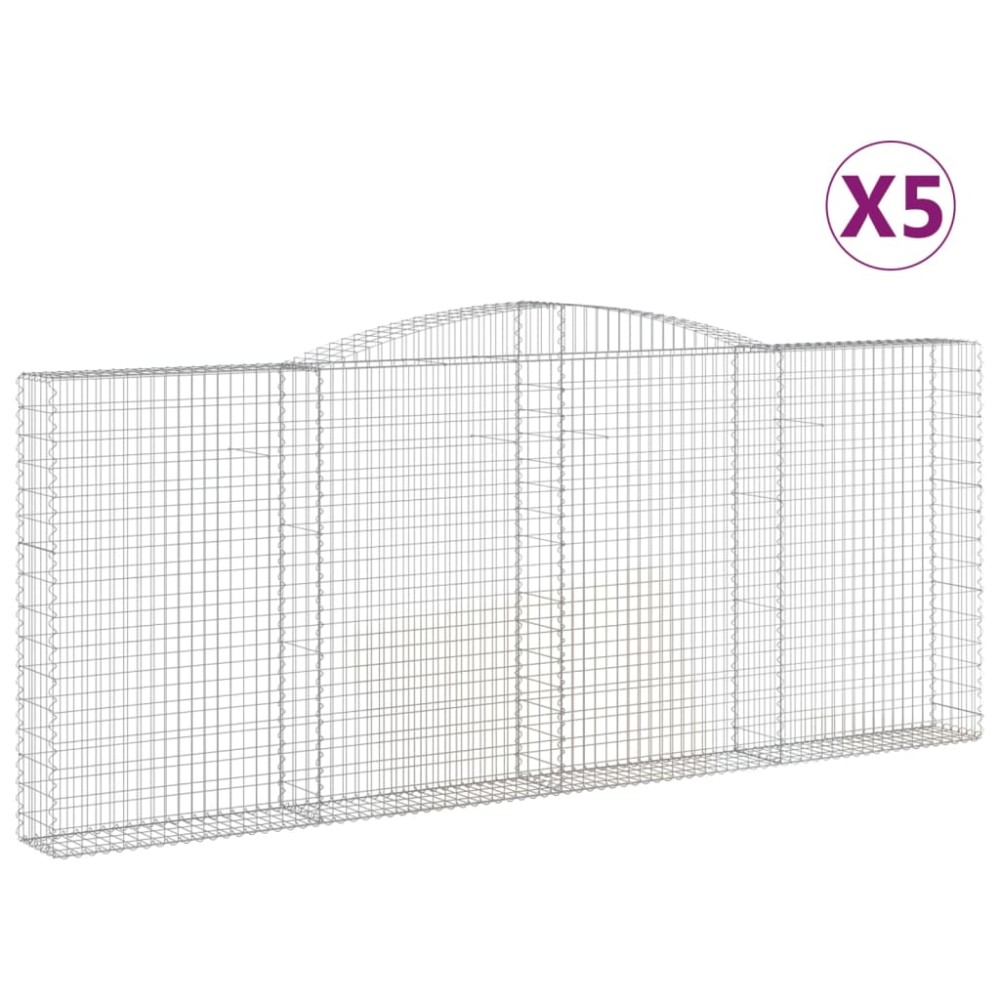 vidaXL Coșuri gabion arcuite 5 buc. 400x30x160/180 cm fier galvanizat