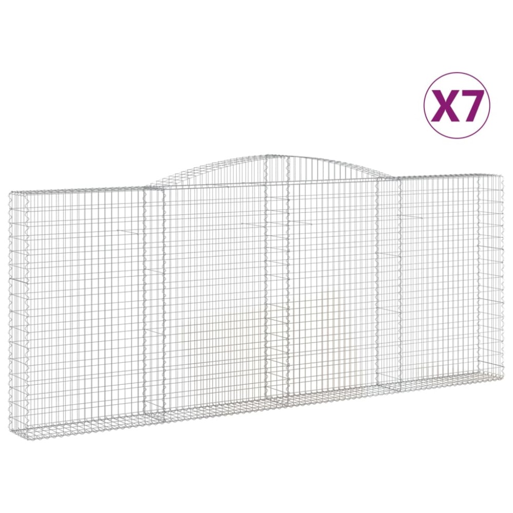 vidaXL Coșuri gabion arcuite 7 buc. 400x30x160/180 cm fier galvanizat
