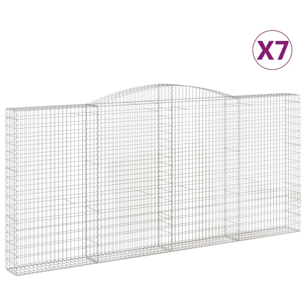 vidaXL Coșuri gabion arcuite 7 buc, 400x30x180/200 cm, fier galvanizat