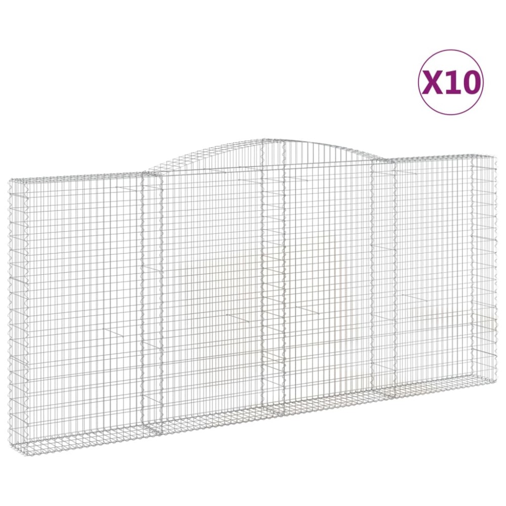 vidaXL Coșuri gabion arcuite 10 buc, 400x30x180/200cm, fier galvanizat