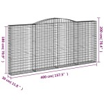 vidaXL Coșuri gabion arcuite 10 buc, 400x30x180/200cm, fier galvanizat vidaXL Coșuri gabion arcuite 10 buc, 400x30x180/200cm, fier galvanizat