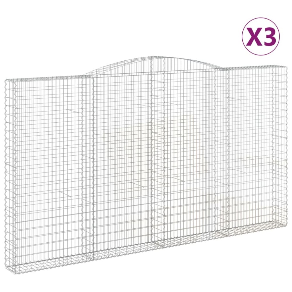 vidaXL Coșuri gabion arcuite, 3 buc, 400x30x220/240cm, fier galvanizat
