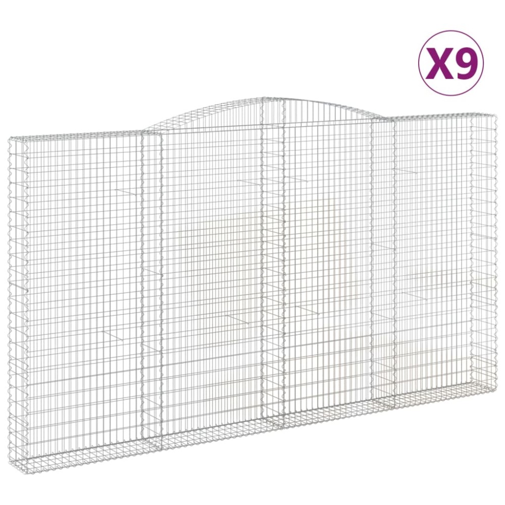 vidaXL Coșuri gabion arcuite, 9 buc, 400x30x220/240cm, fier galvanizat