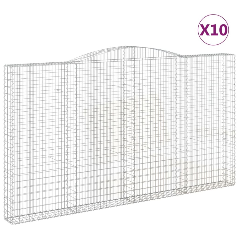 vidaXL Coșuri gabion arcuite 10 buc, 400x30x220/240cm, fier galvanizat