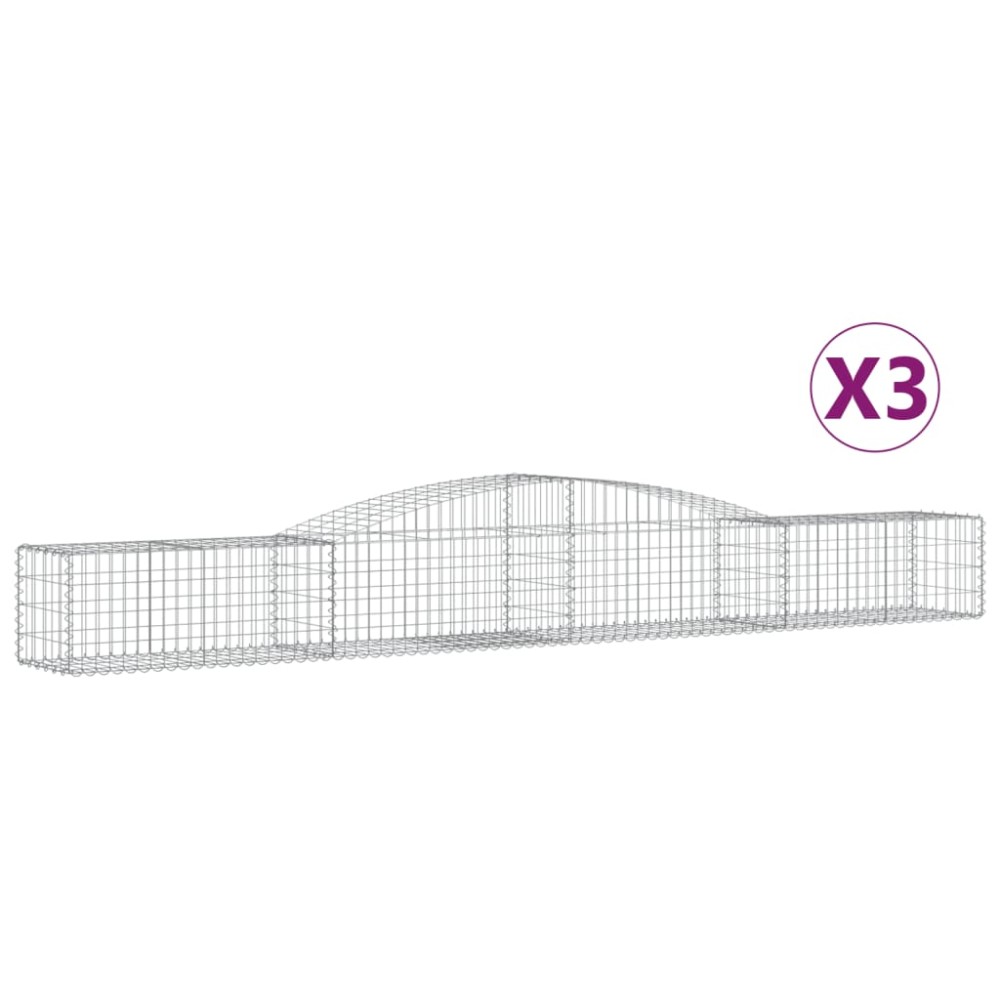 vidaXL Coșuri gabion arcuite 3 buc, 400x50x40/60 cm, fier galvanizat