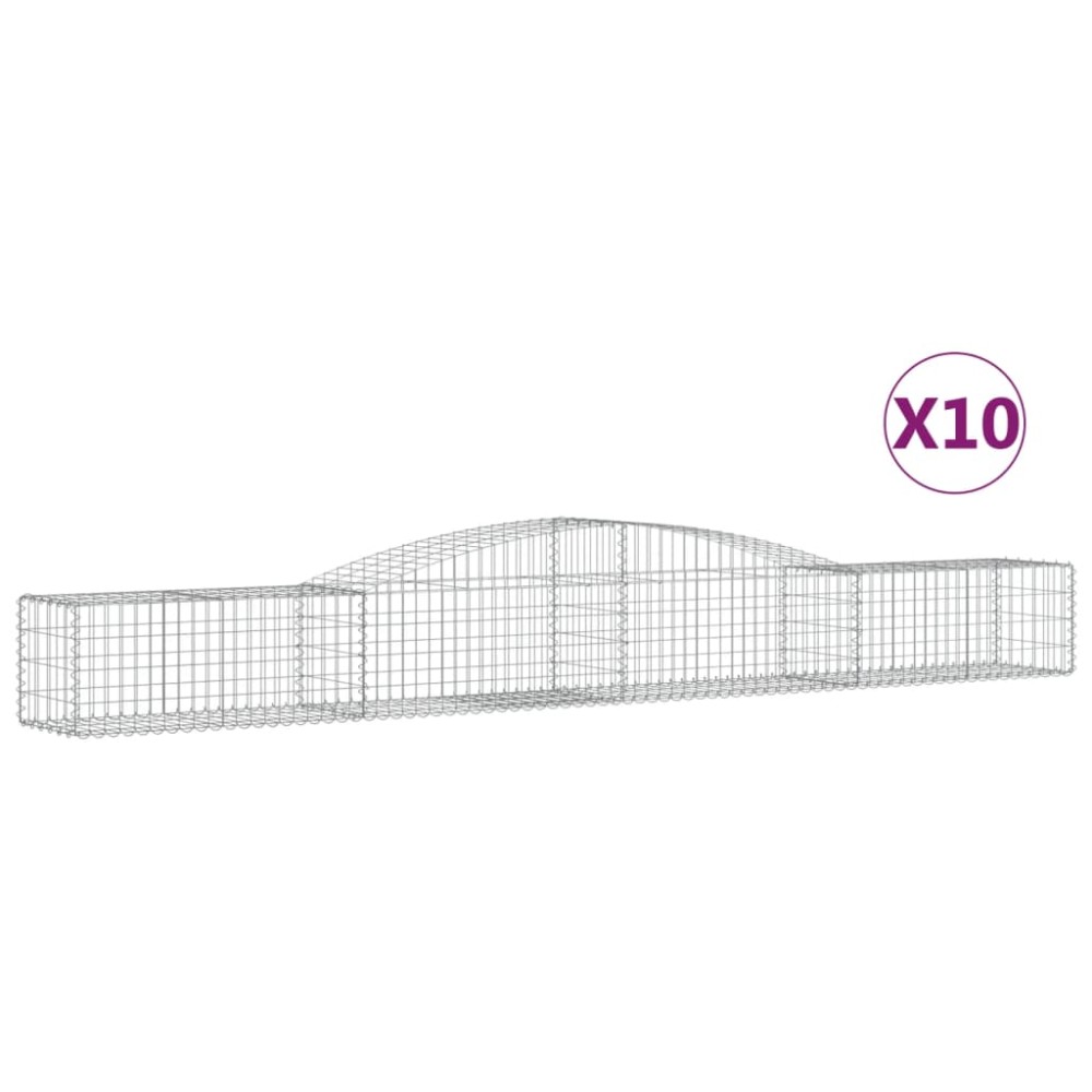 vidaXL Coșuri gabion arcuite 10 buc, 400x50x40/60 cm, fier galvanizat