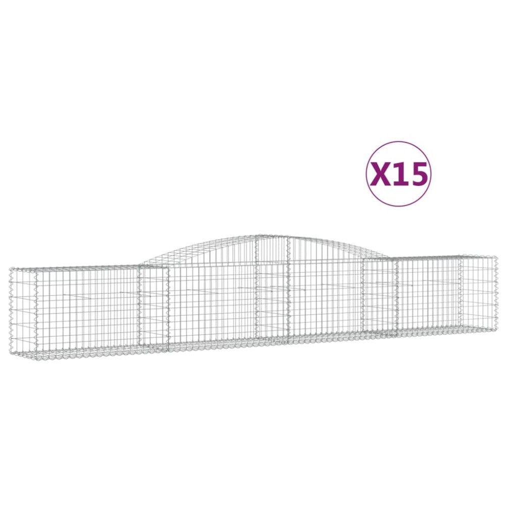 vidaXL Coșuri gabion arcuite 15 buc, 400x50x60/80 cm, fier galvanizat