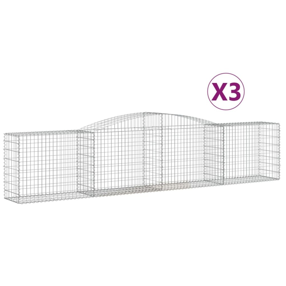 vidaXL Coșuri gabion arcuite 3 buc, 400x50x80/100 cm, fier galvanizat