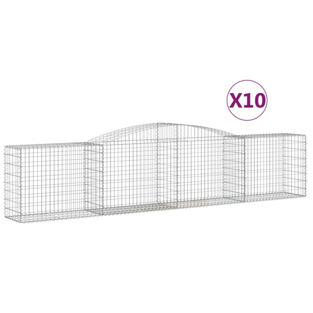 vidaXL Coșuri gabion arcuite 10 buc, 400x50x80/100 cm, fier galvanizat